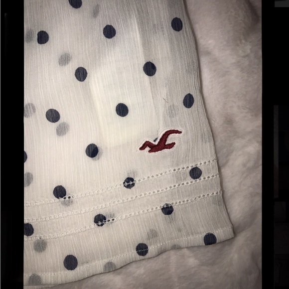 Mesh White & Navy Polkadot Button Shirt - Picture 3 of 5